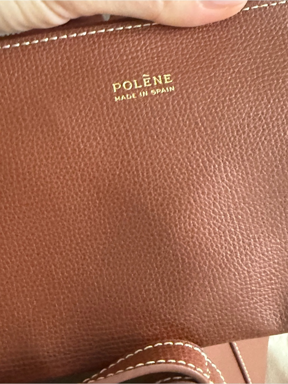 Polene Cyme Mini Cognac Tote with Top Handles - Picture 7 of 9